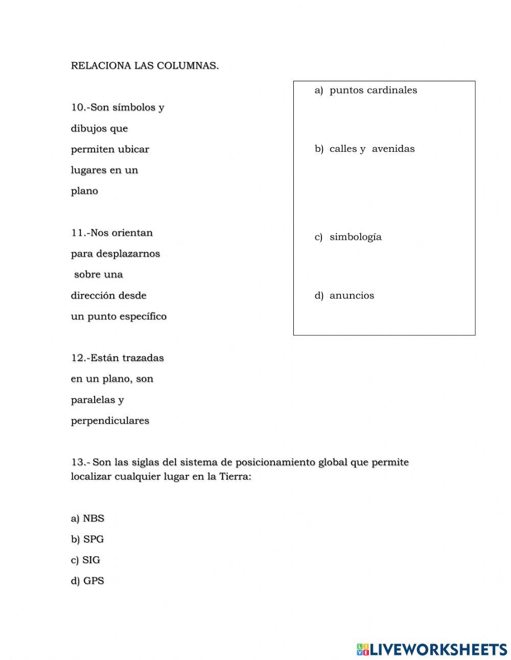 Examen geografía sexto