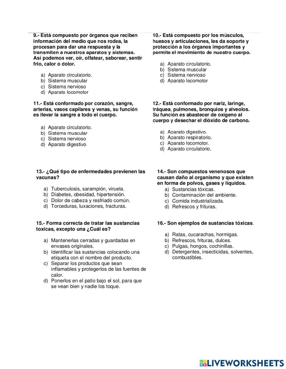 Examen 1er Trimestre Ciencias Naturales