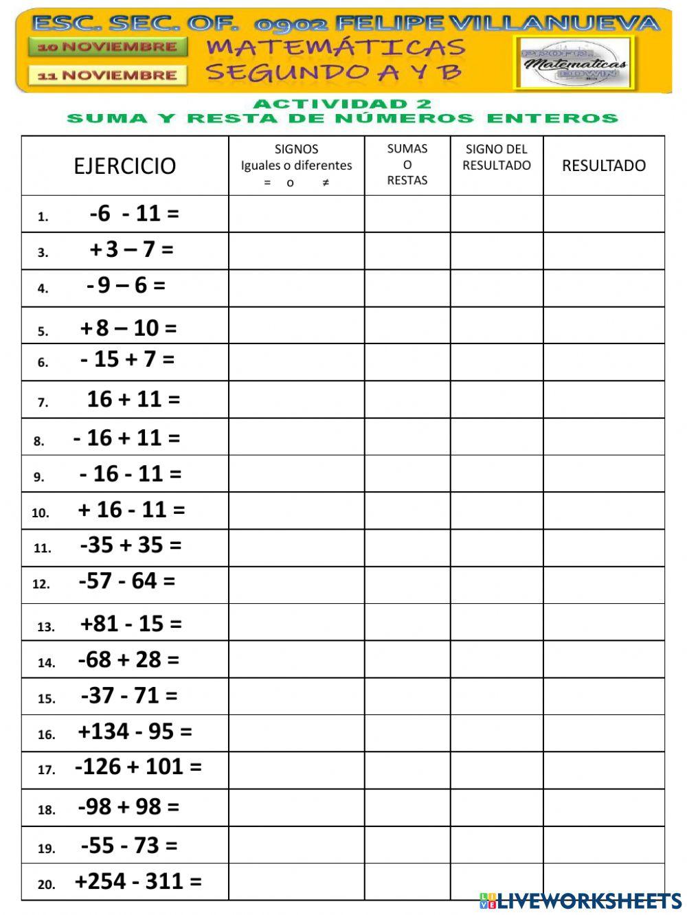 SUMA NUMEROS ENTEROS