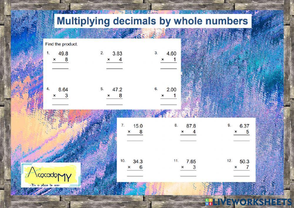 Multiplying Decimals By Whole Numbers