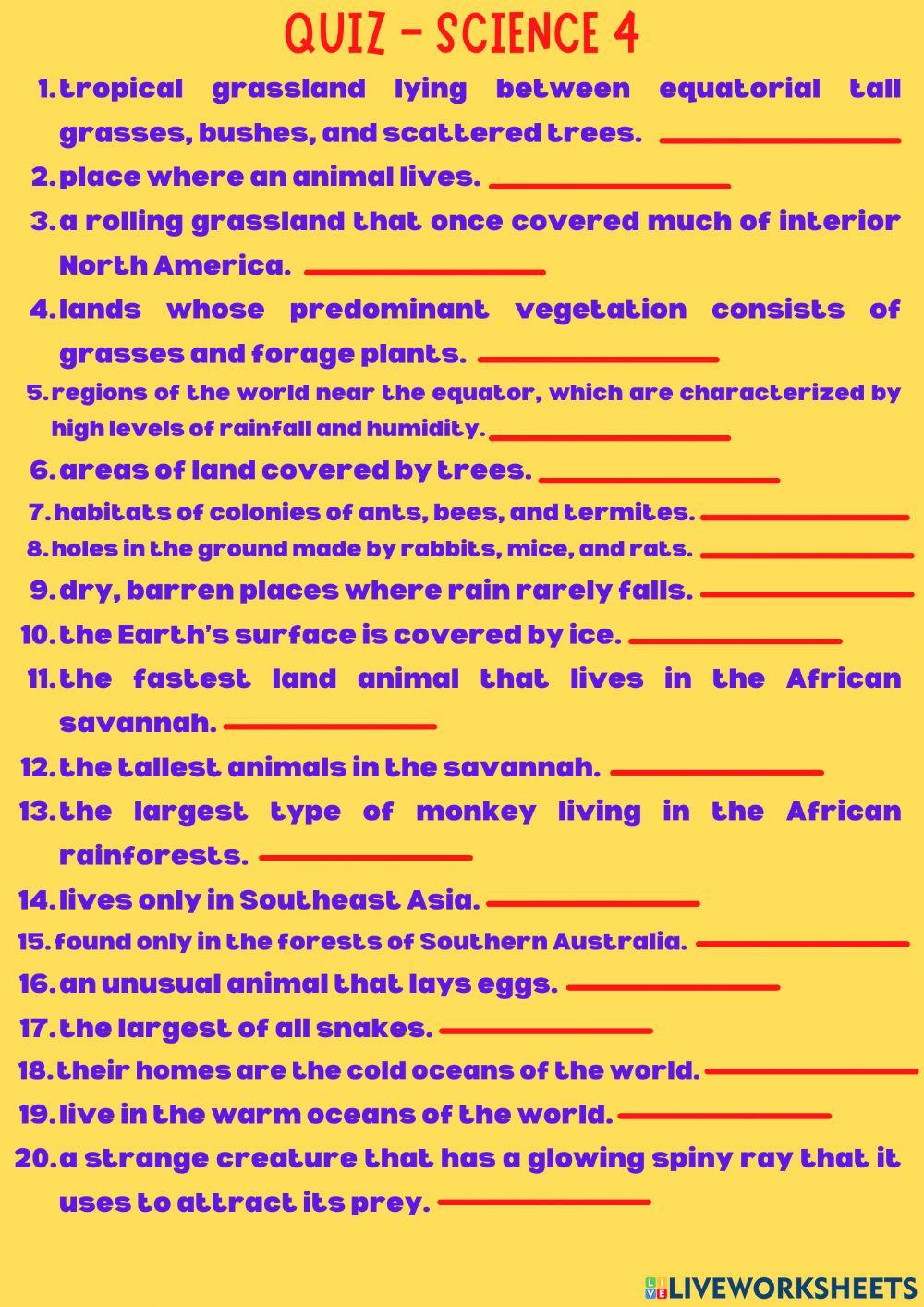 Science 4 interactive worksheet | Live Worksheets
