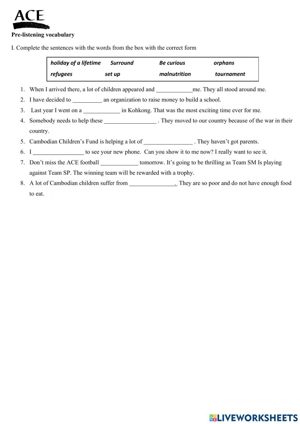Vocabulary page 18 (Listening)