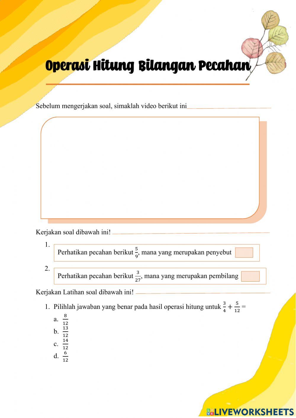 Operasi Hitung Bilangan Pecahan