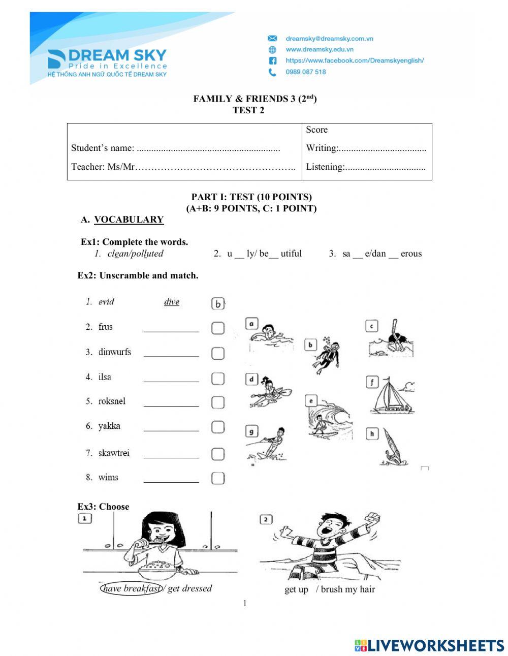 DS - Fa3 - Test 2 Writing