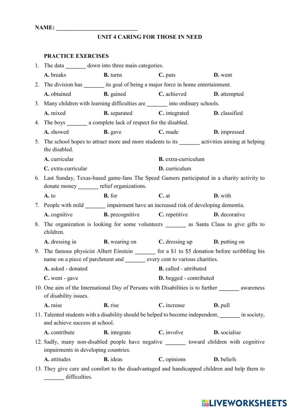 grade 11 grammar worksheets