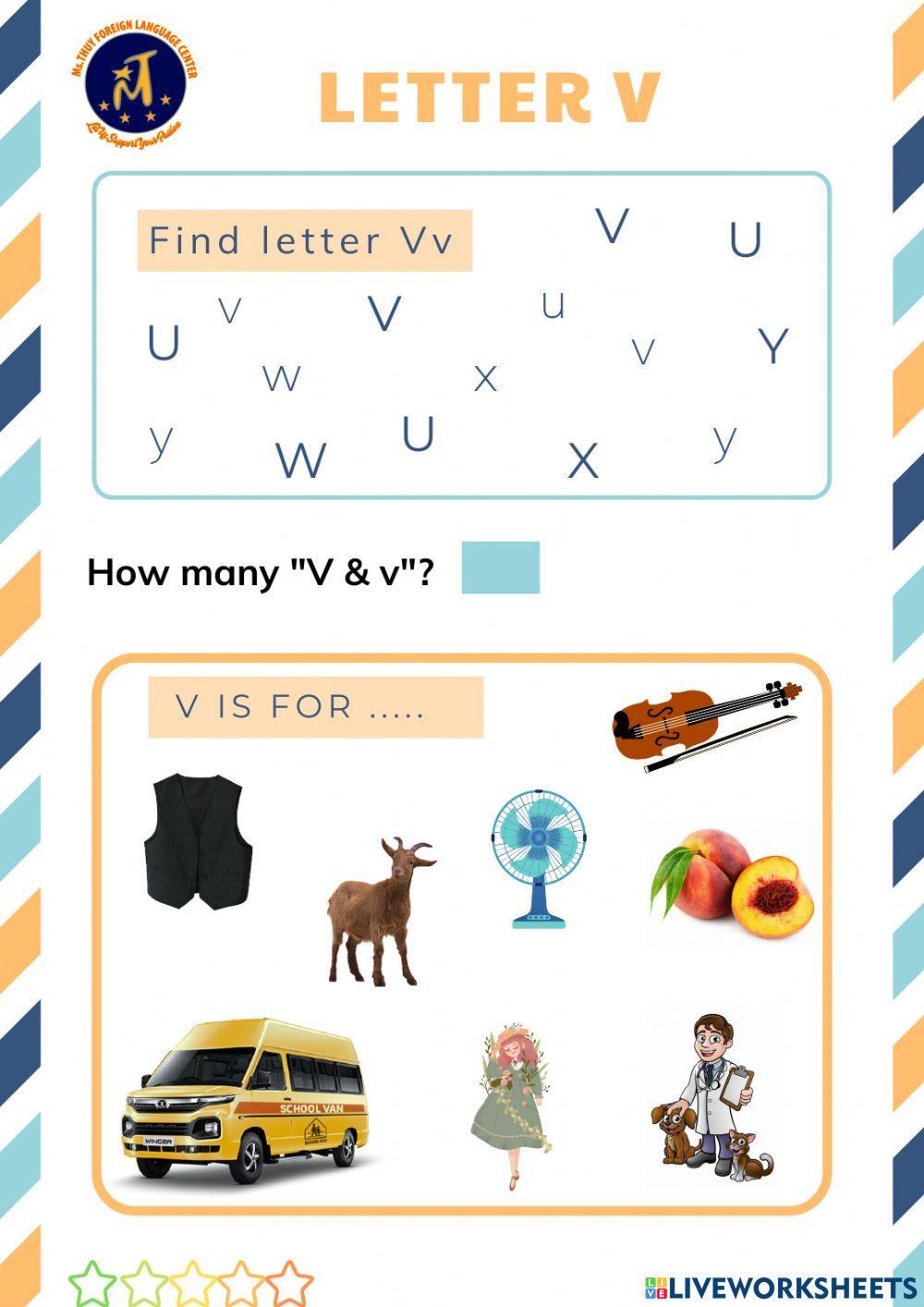 Find Letter Vv