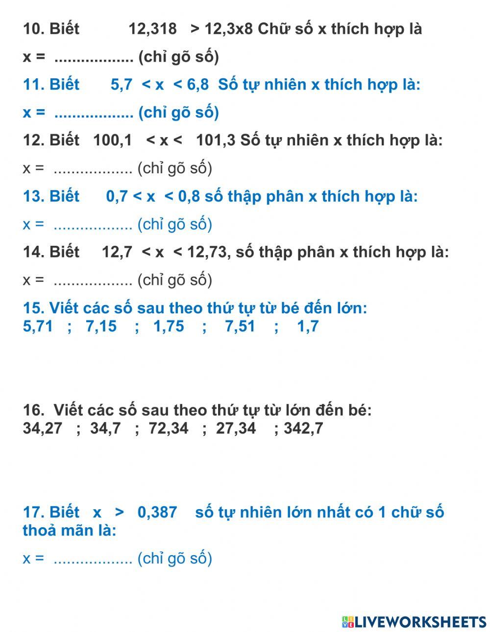 So sánh hai số thập phân