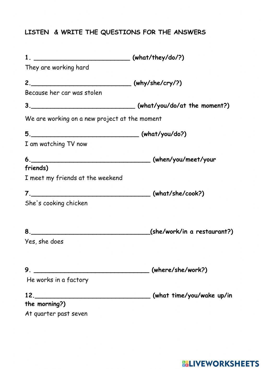 Present Simple-Continuous Listening