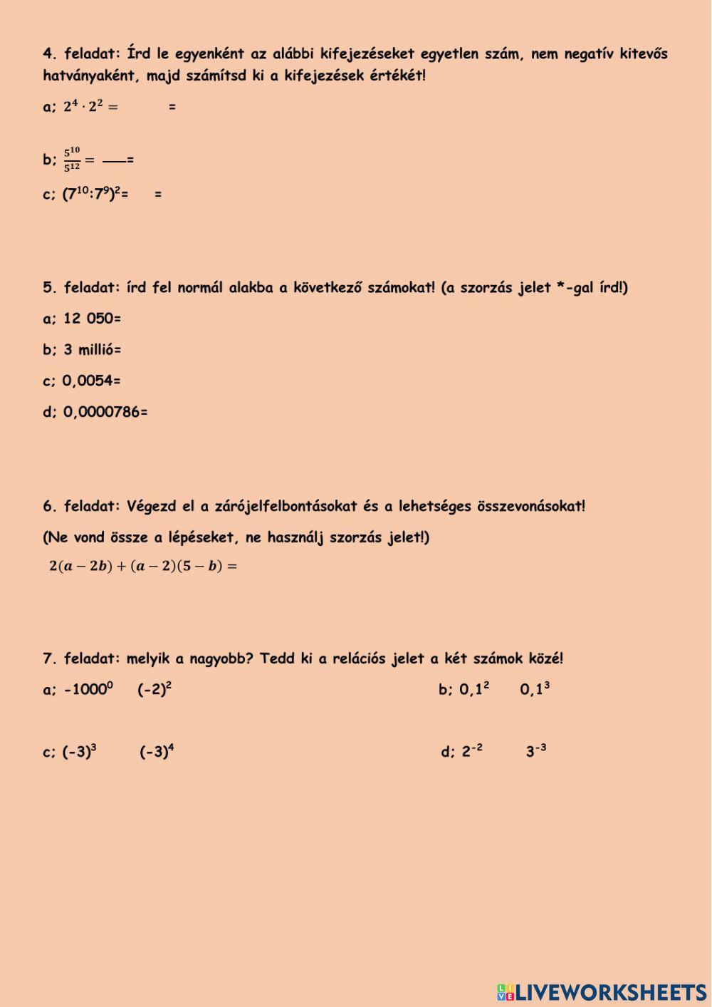Számonkérés:Számok és betűk