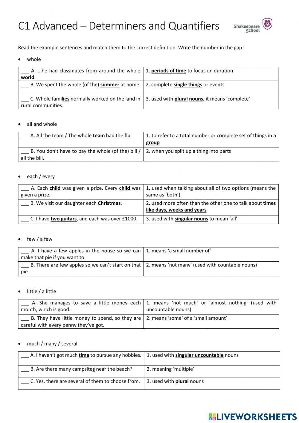 CAE - Determiners and Quantifiers