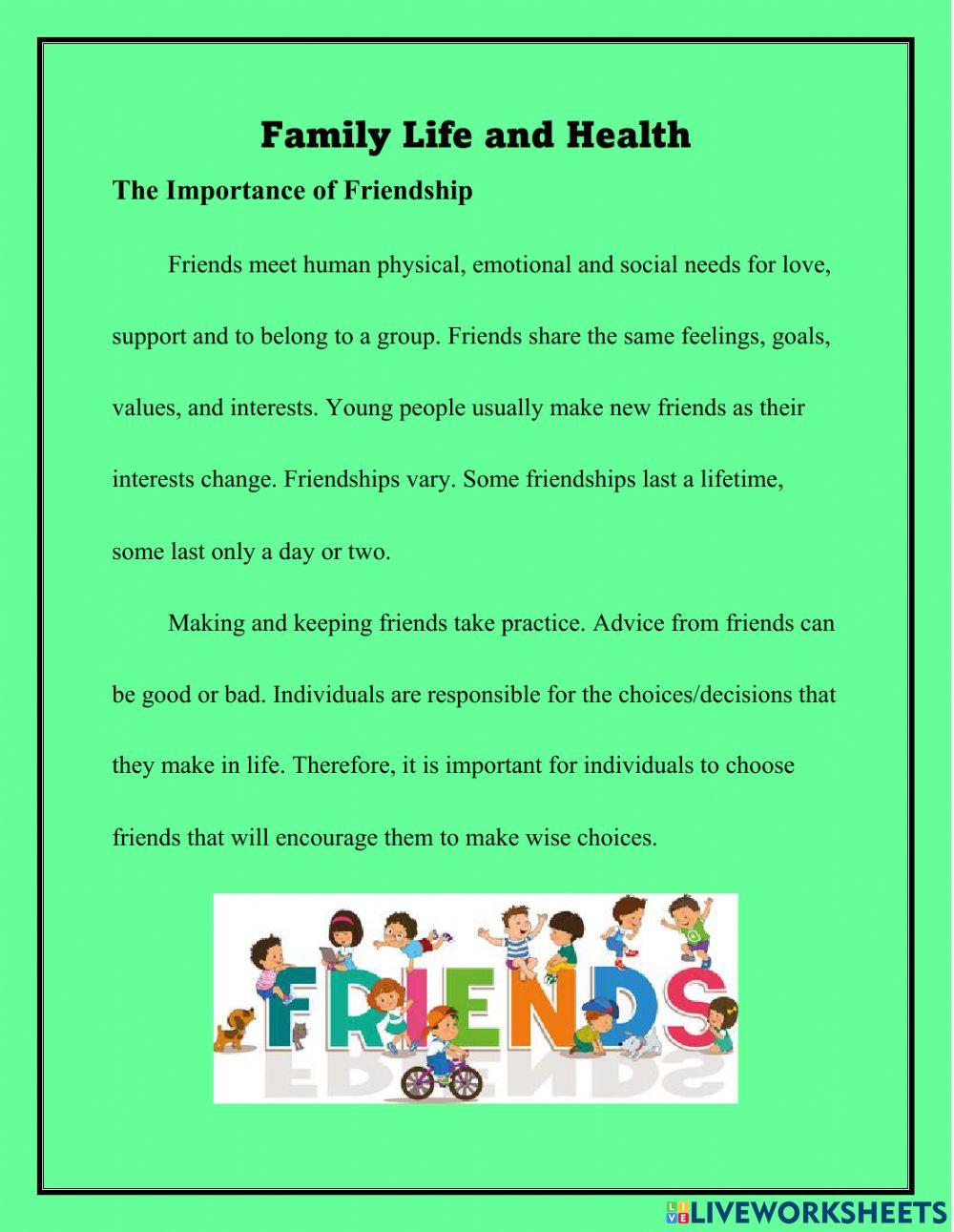 The Importance of Friendship
