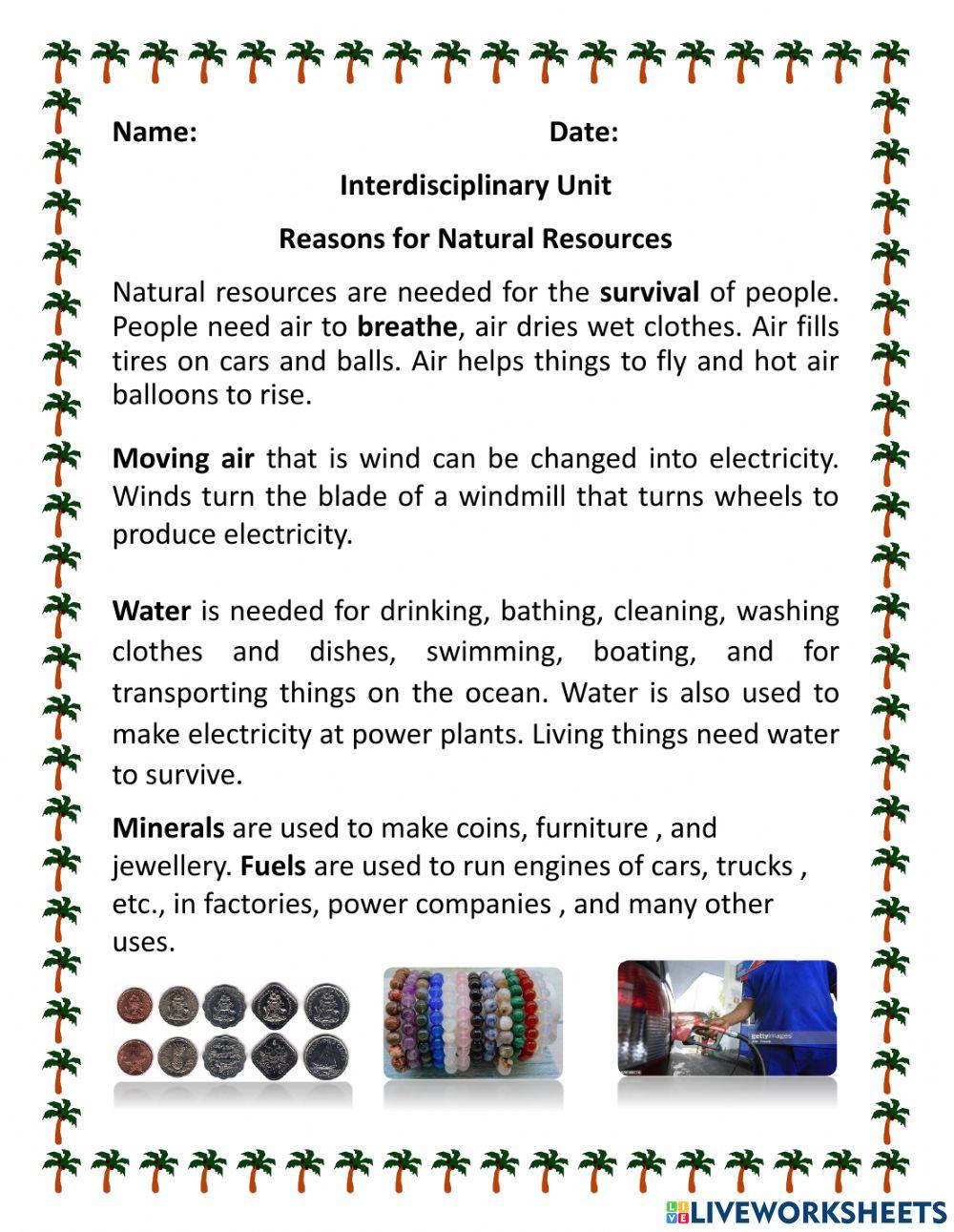 Reasons for Natural Resources