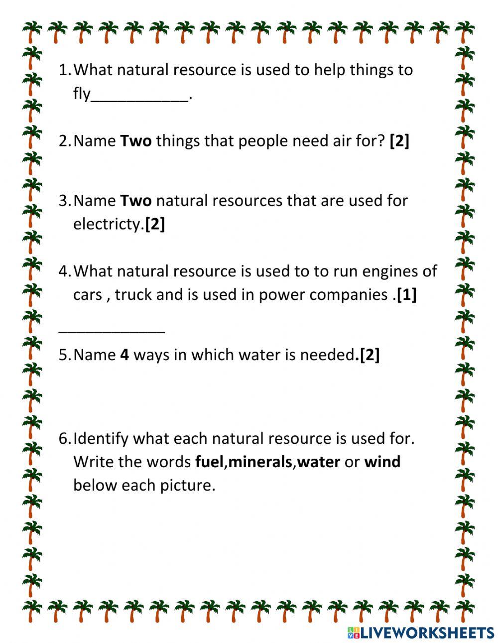 Reasons for Natural Resources