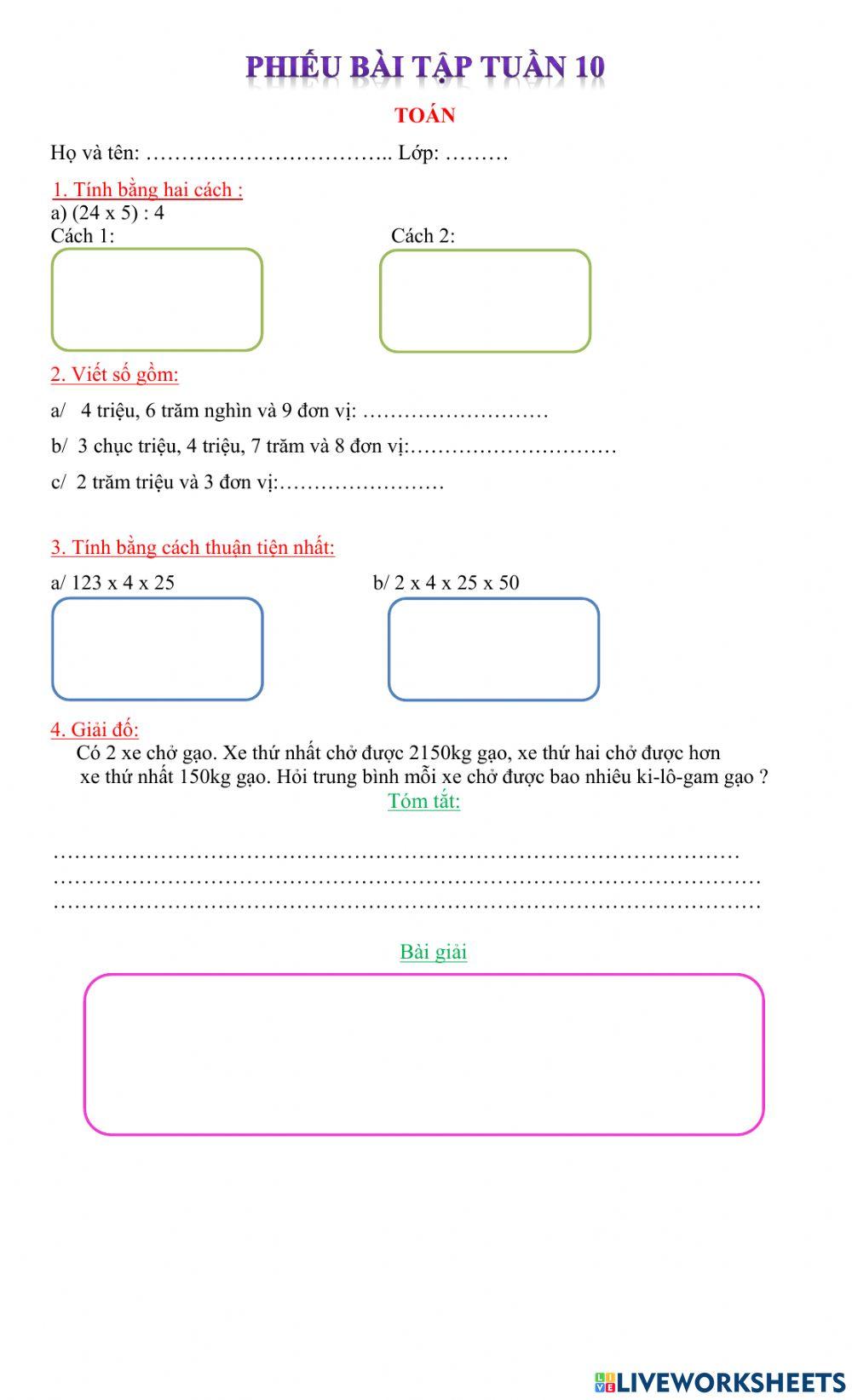 Ôn tập toán tuần 10