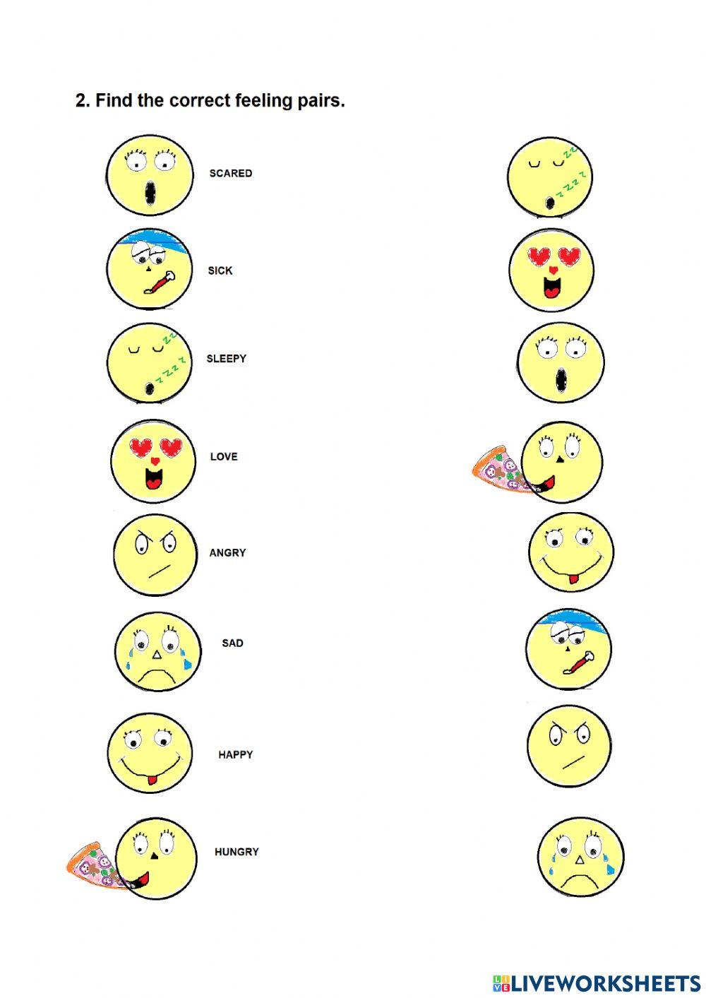 feelings online exercise for Live Worksheets