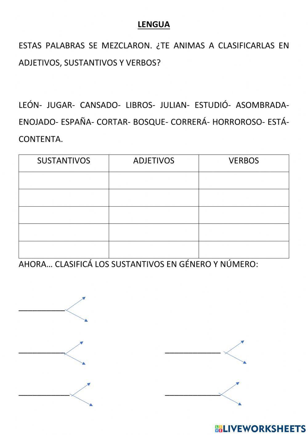 Clasificacion de palabras