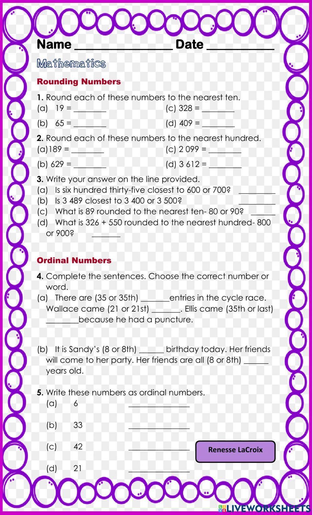Rounding Numbers & Ordinal Numbers