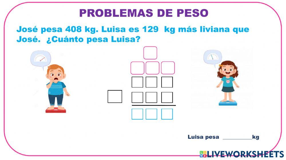 Problemas de  medidas de pesos