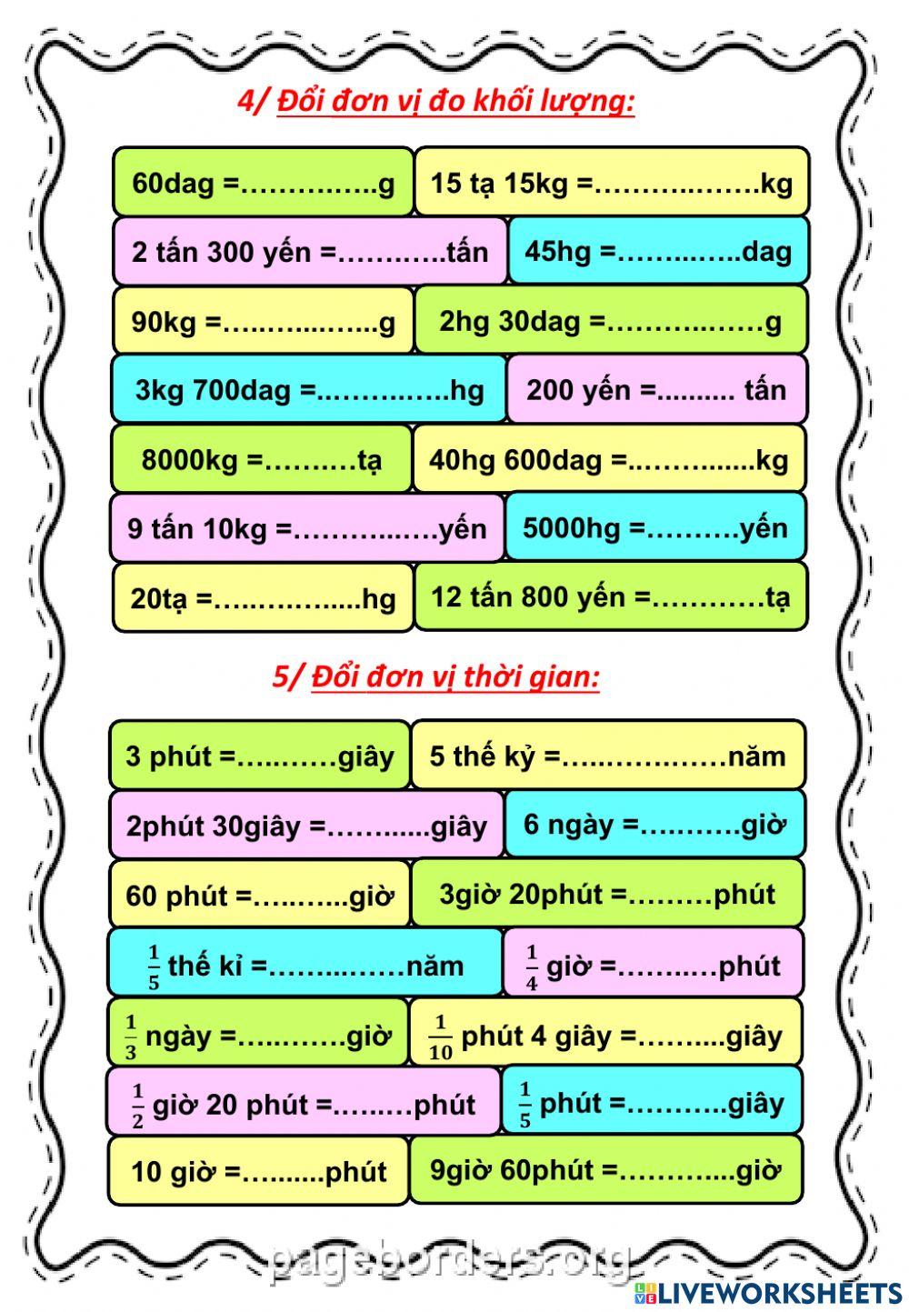 Ôn toán 4 tuần 6