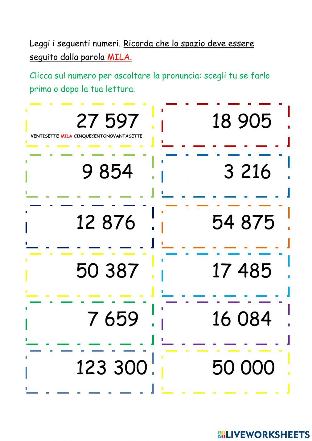 Lettura numeri periodo migliaia