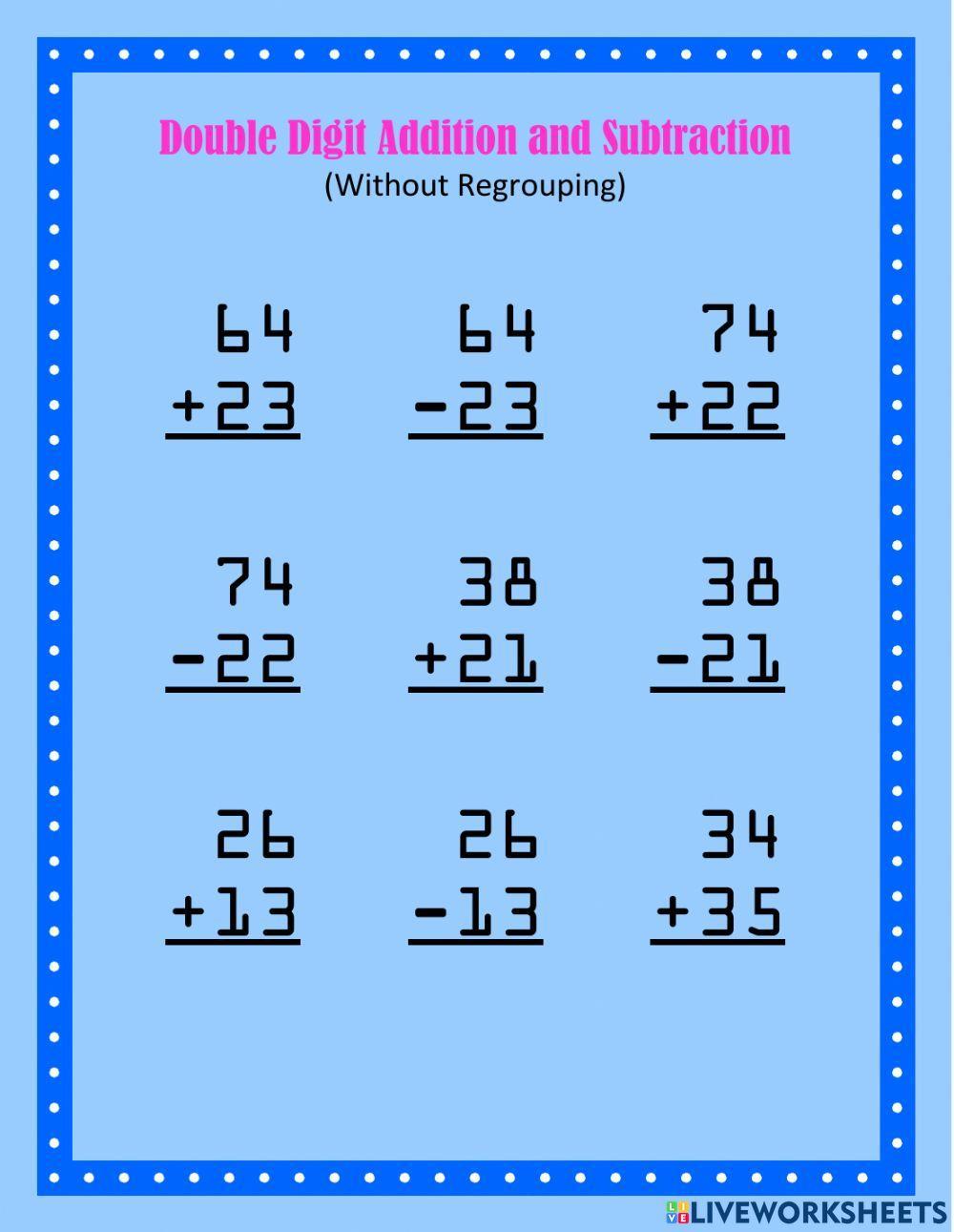 Double Digit Addition and Subtraction Set 2