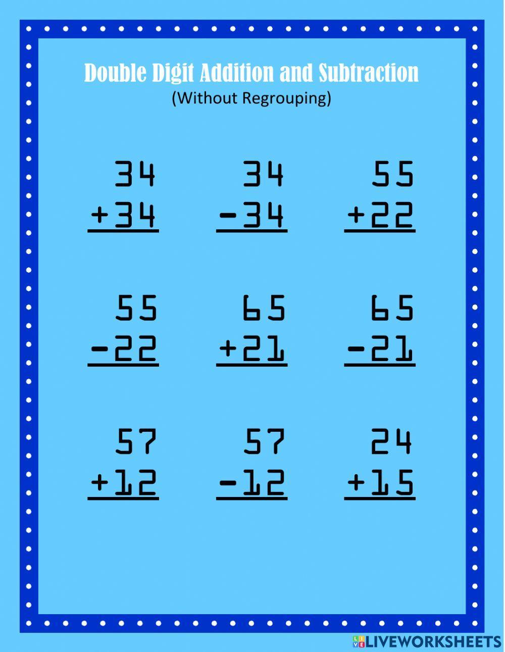 Double Digit Addition and Subtraction Set 4