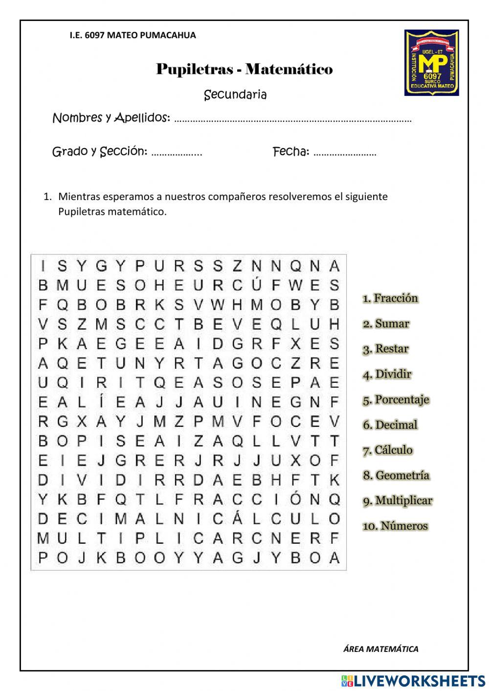 PUPILETRAS MATEMATICO 2
