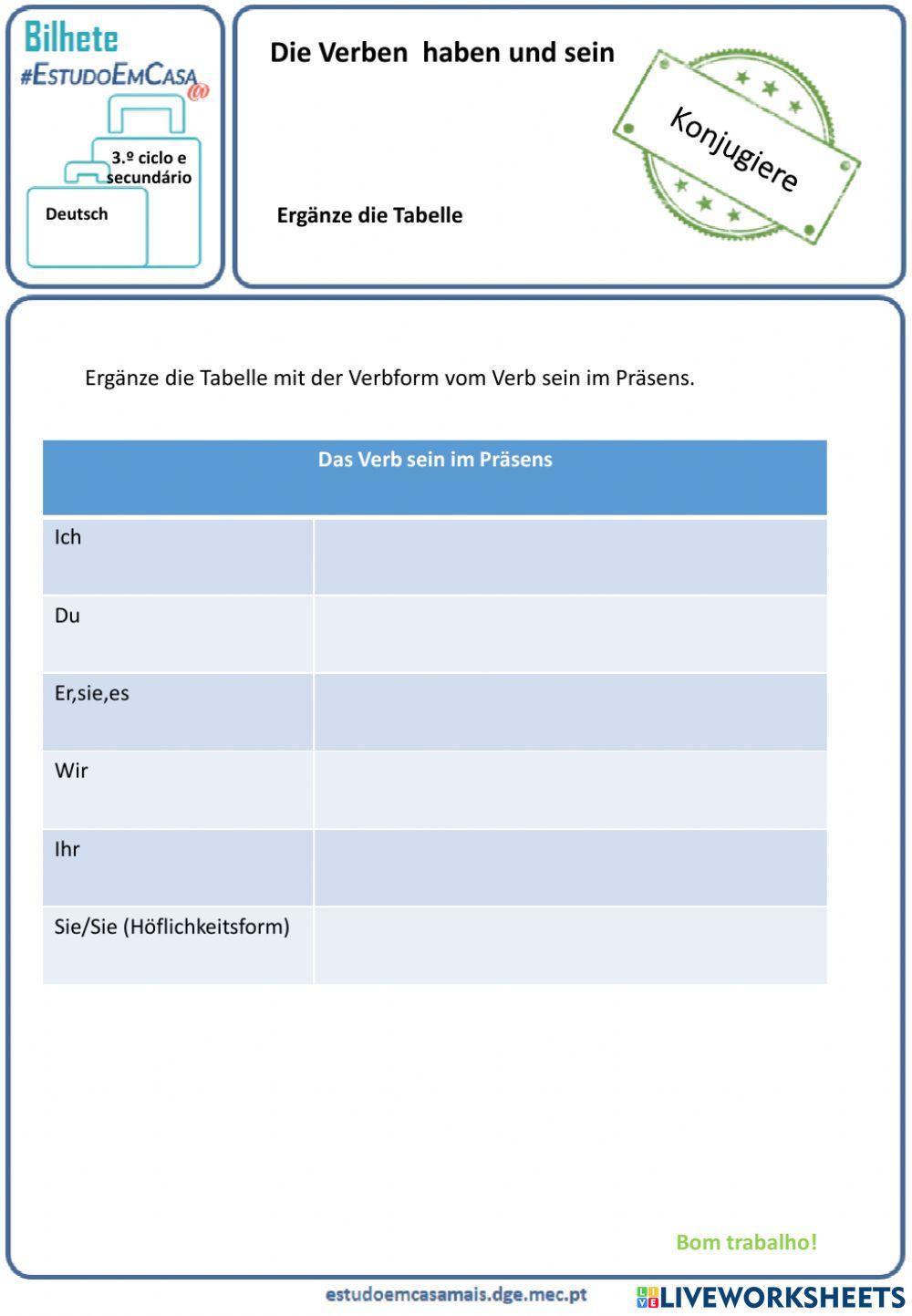 Das Verb Sein Im Pr sens Worksheet Live Worksheets Das Verb Sein Im Pr sens Worksheet Live Worksheets
