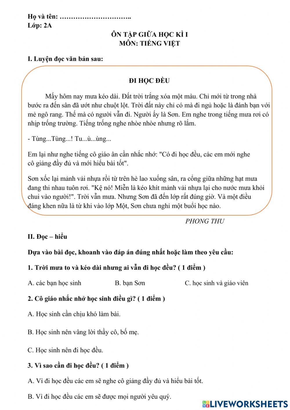 Ôn tập giữa kì i