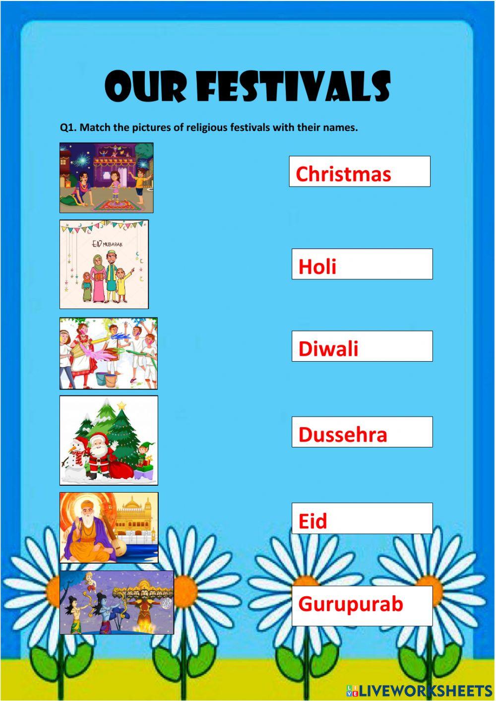 Our festivals activity | Live Worksheets