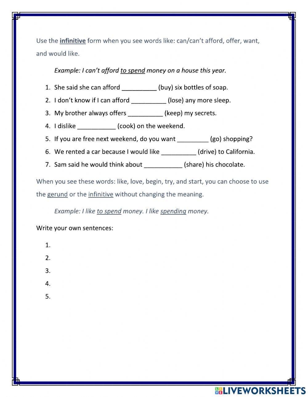 Gerunds and Infinitives