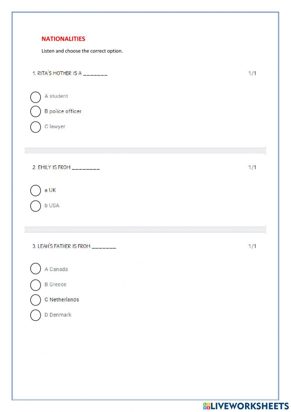 JOBS and NATIONALITIES