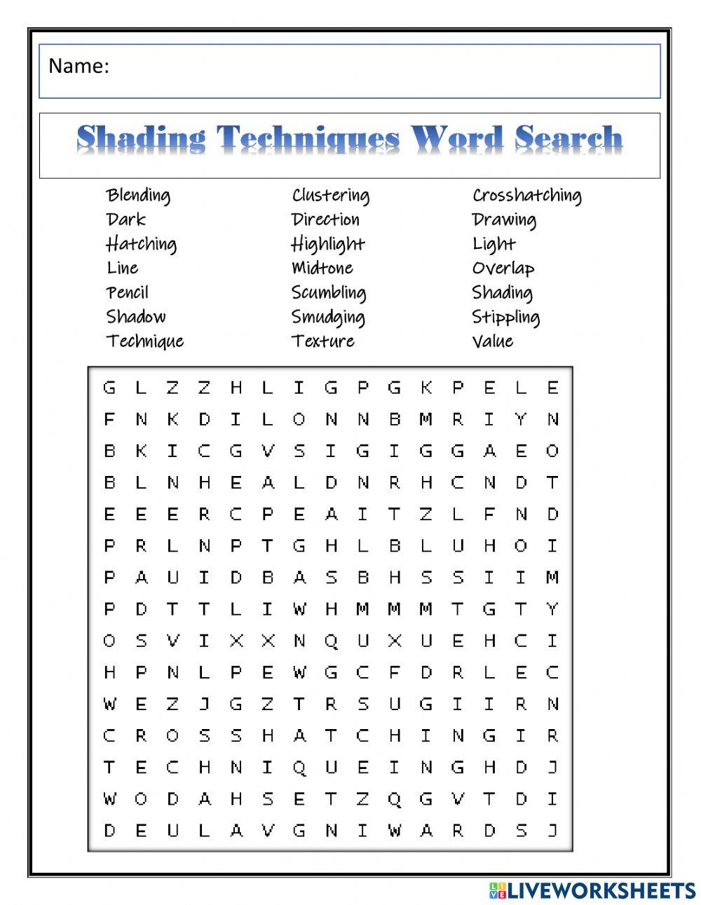 Shading Technique Word Search