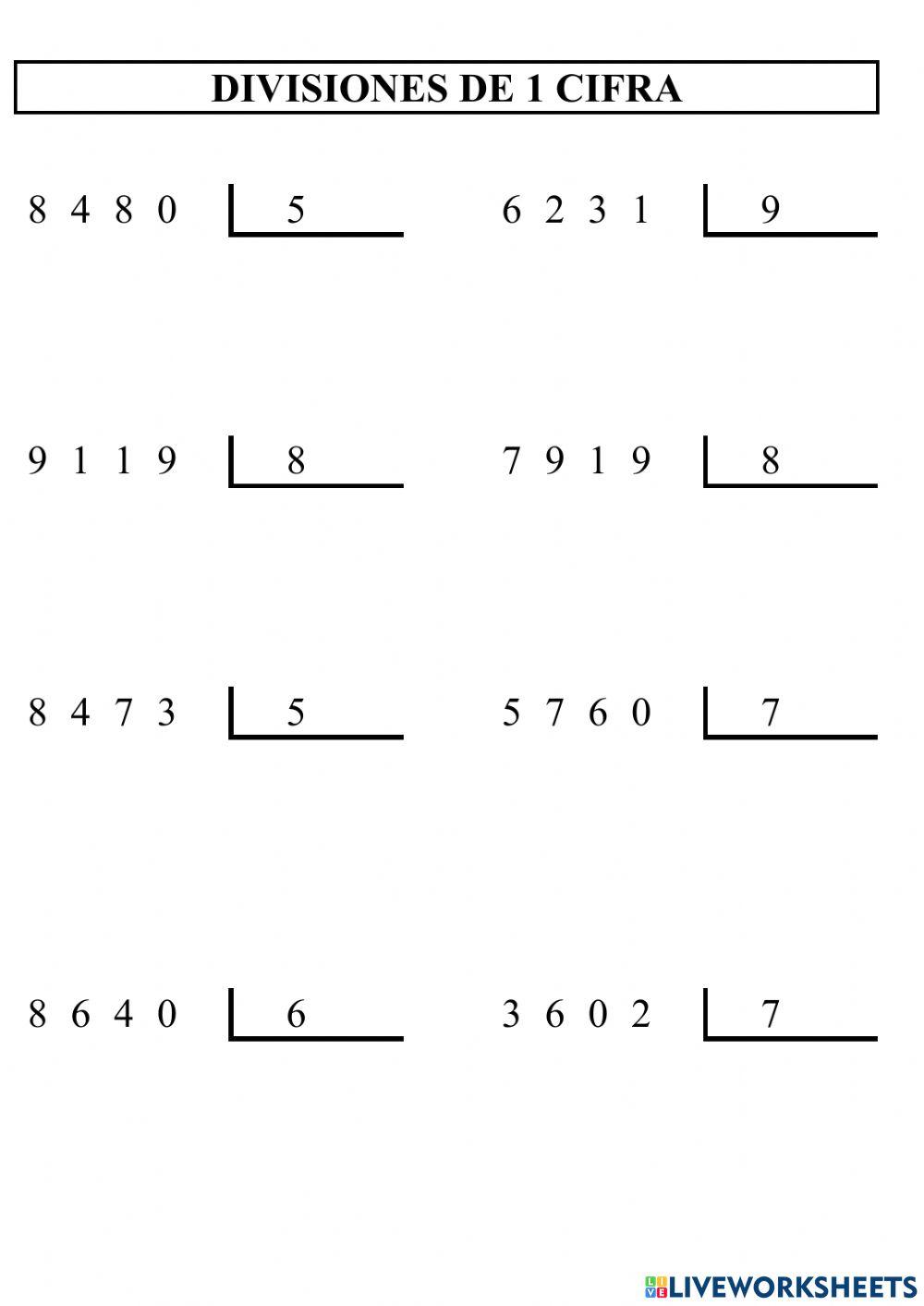 Divisiones por 1 cifra - 6
