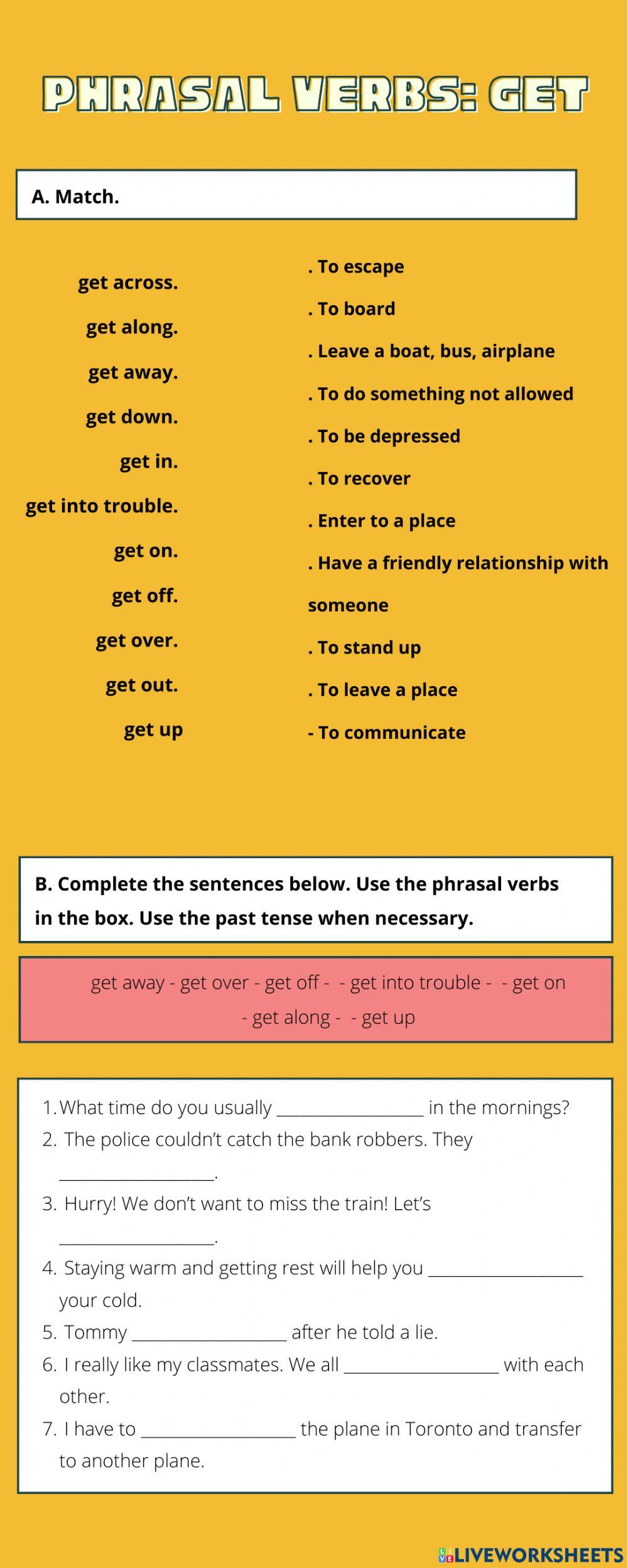 Phrasal verbs: get