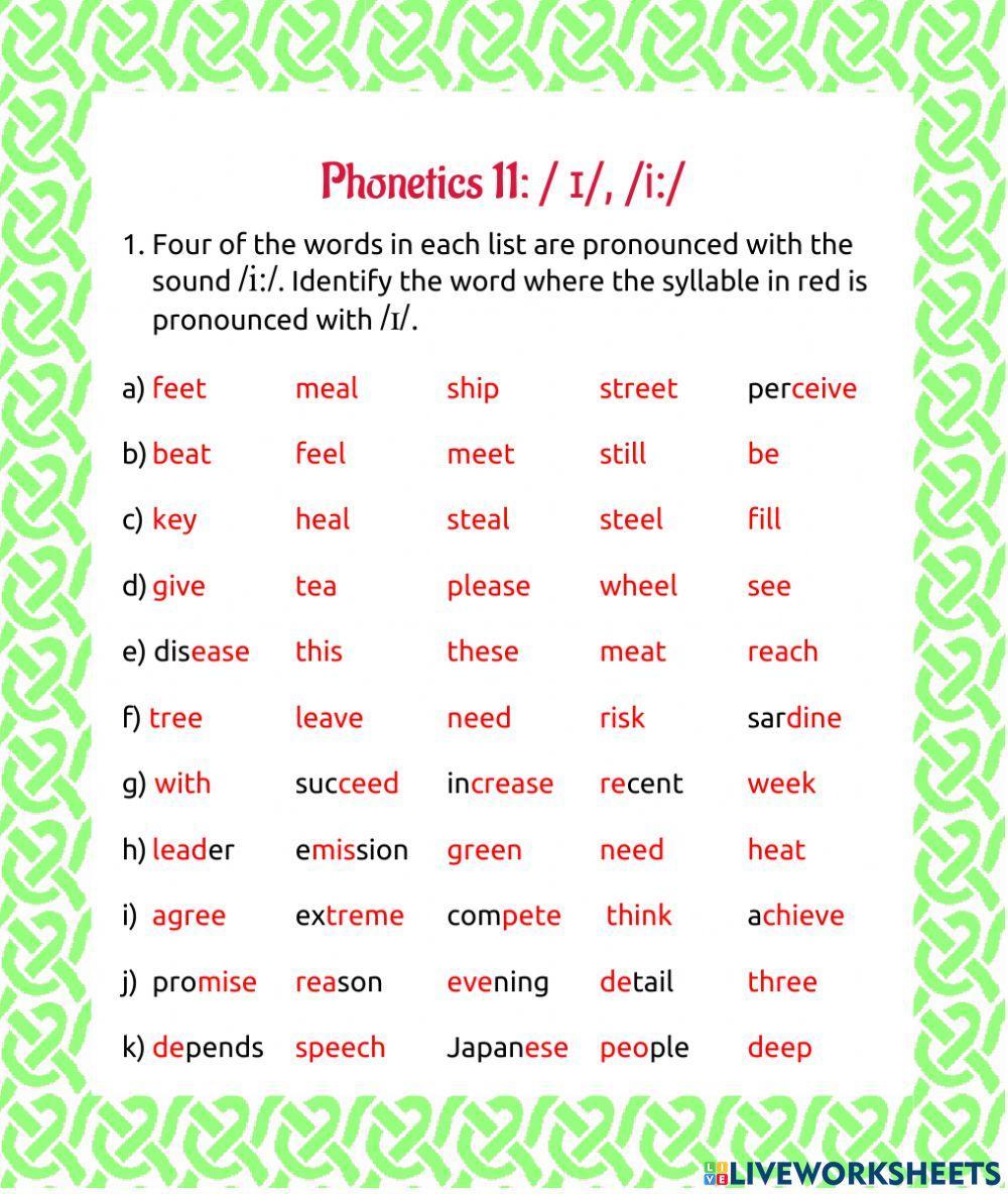 Phonetics 11 - long and short i