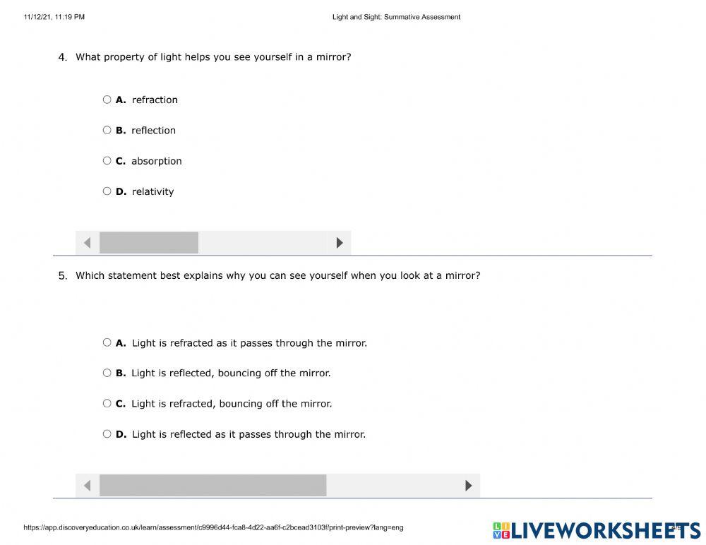 Light is energy assessment