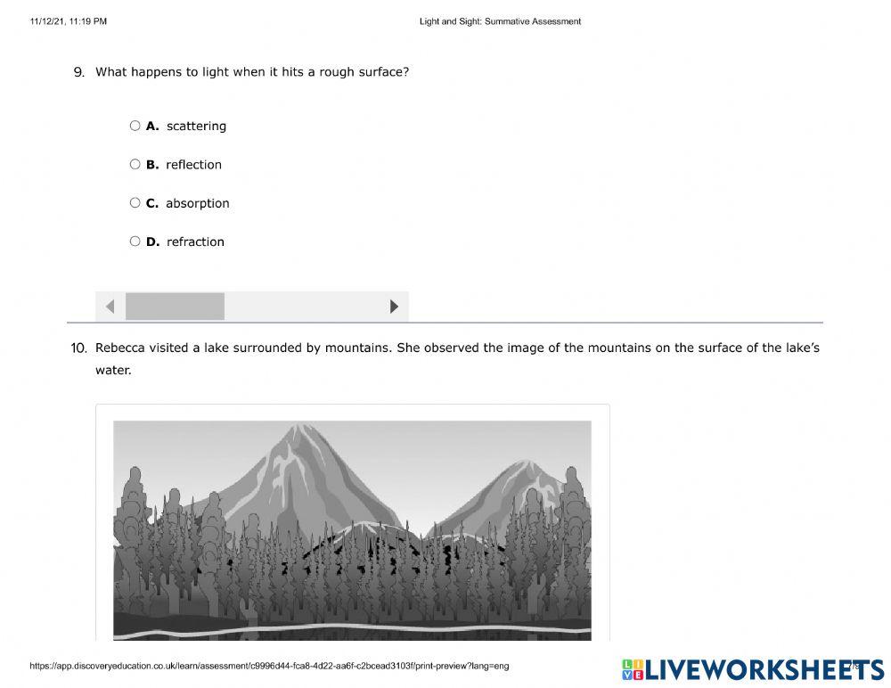 Light is energy assessment