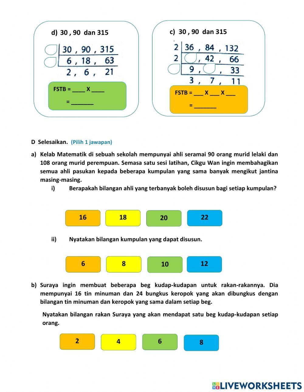 Bab 2 faktor dan gandaan matematik tingkatan 1
