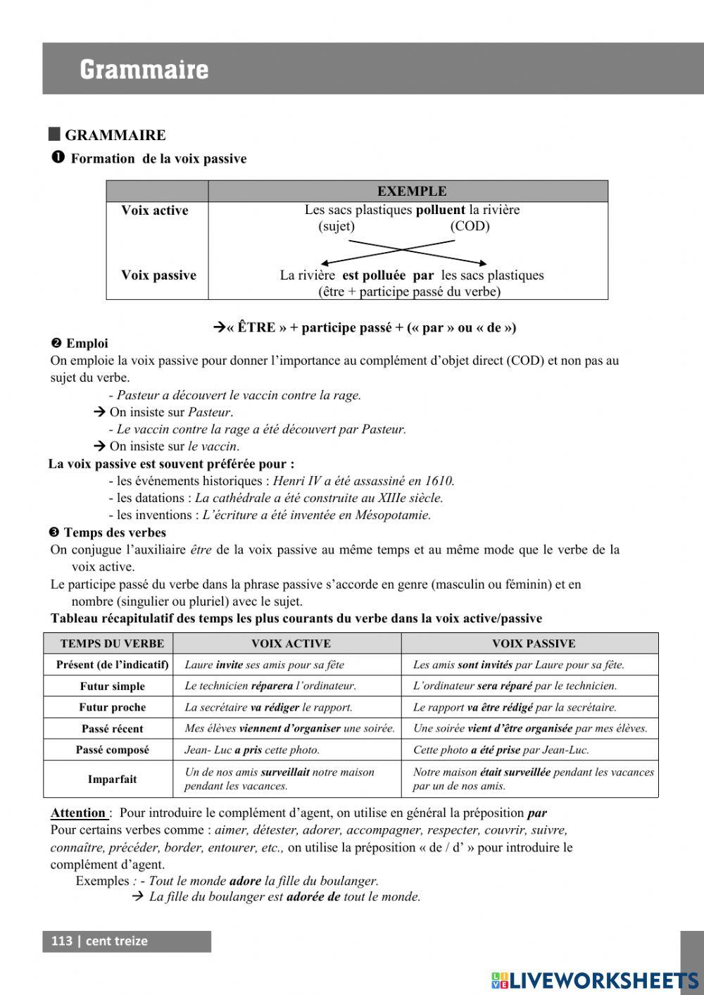 Voix active, voix passive