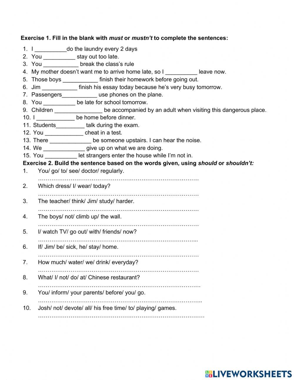 U4 should shouldn't must mustn't