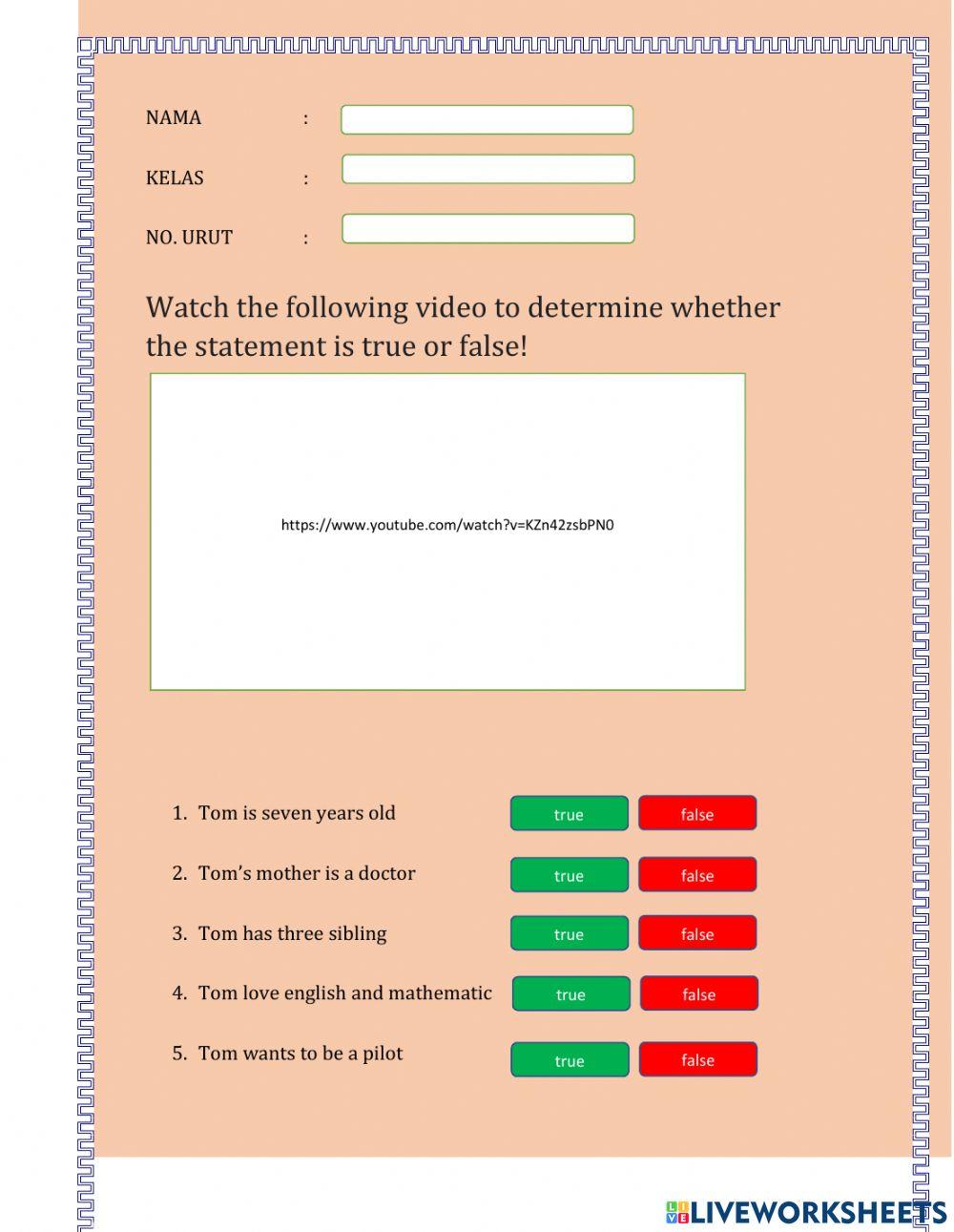 Soal benar salah worksheet live worksheets