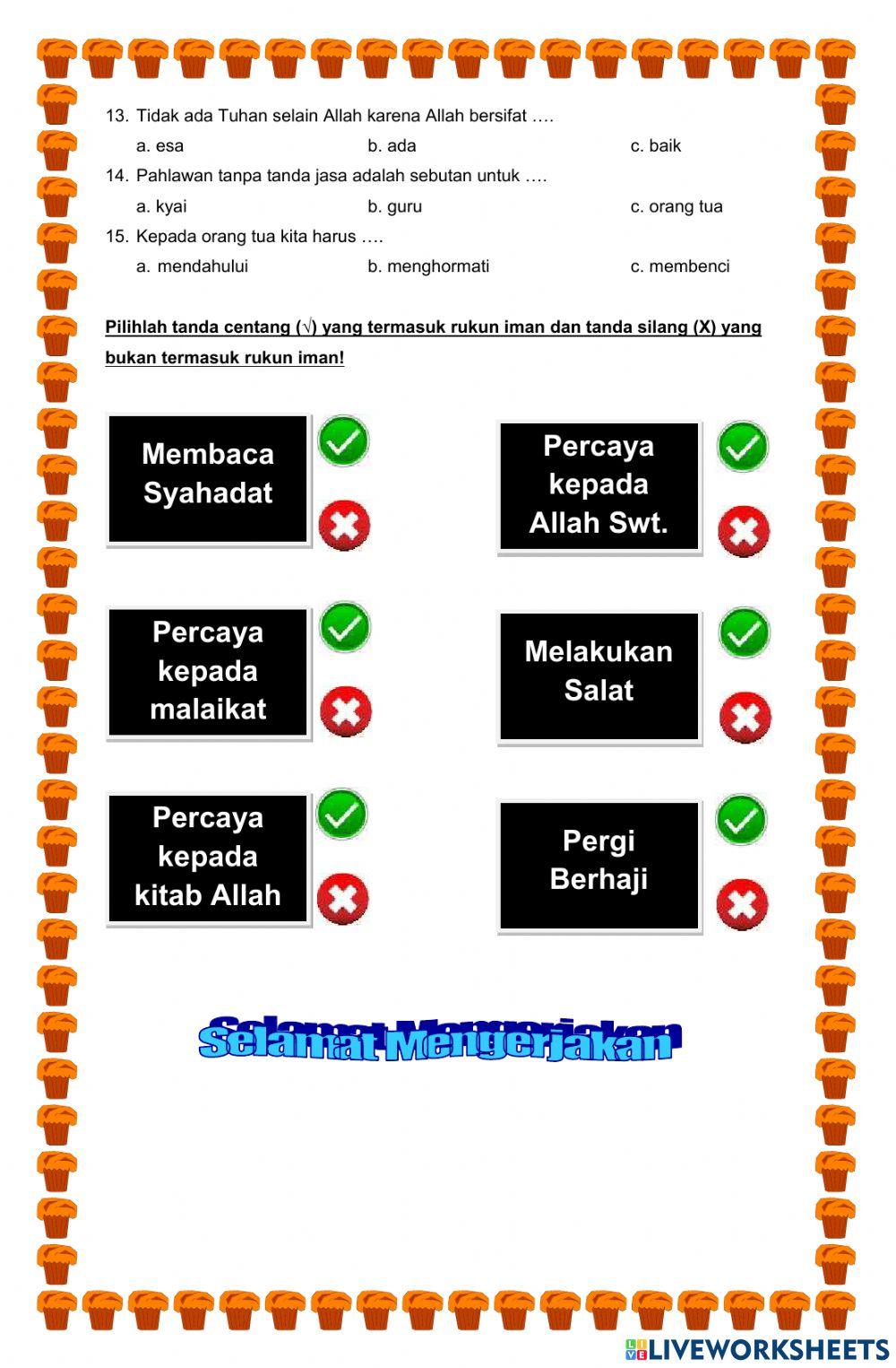 Soal PAI Kelas 1 Pembelajaran 3