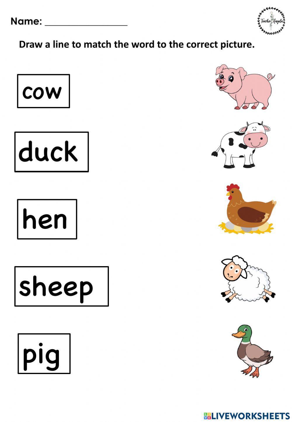 Farm Animals - Matching