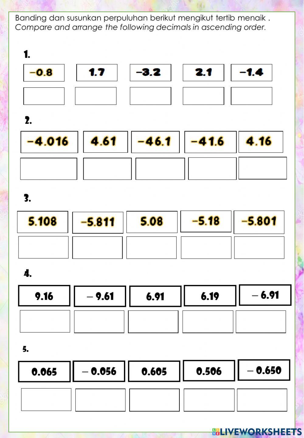 Positive and negative decimals