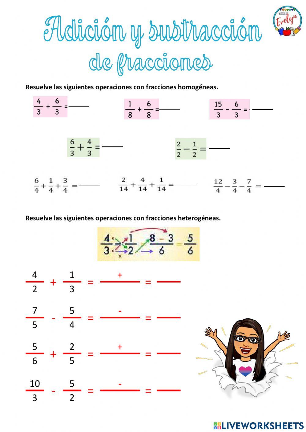 Adición y sustracción de fracciones
