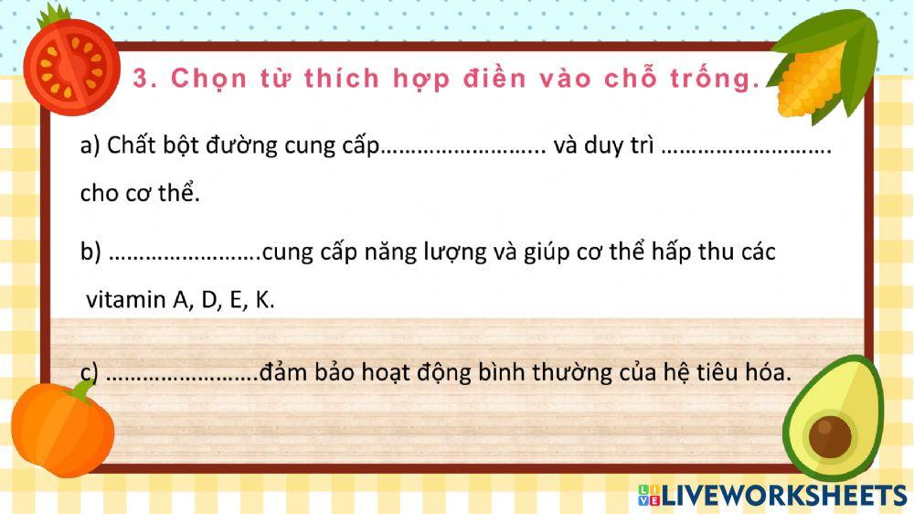 Ôn tập vai trò các chất