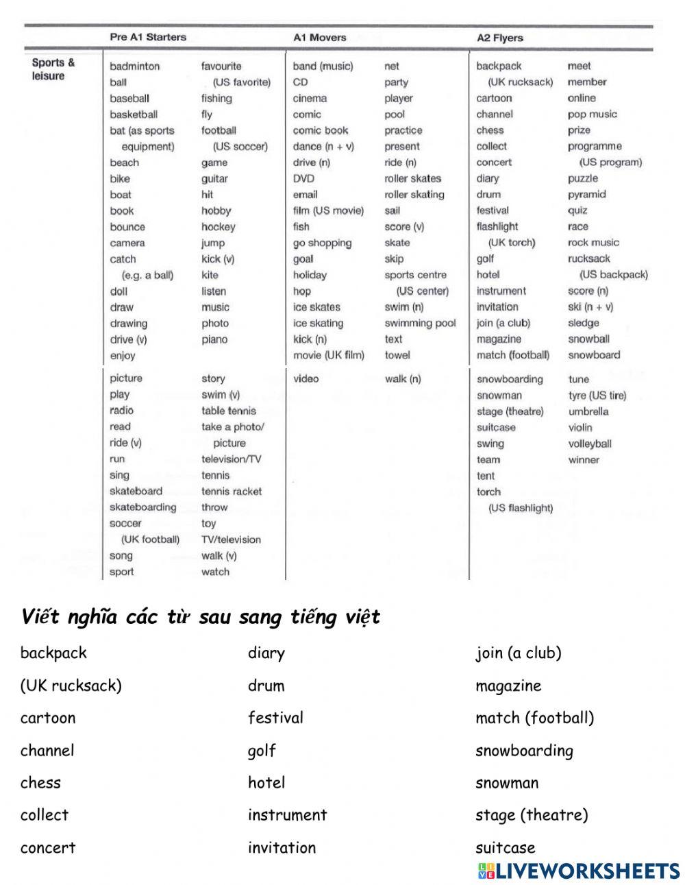 Vocab-Sport