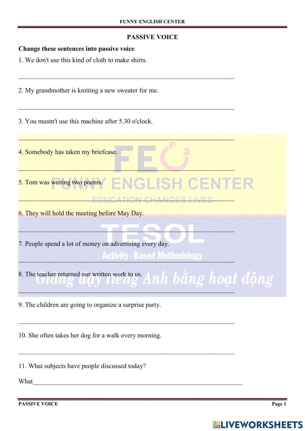 Practice passsive voice 1