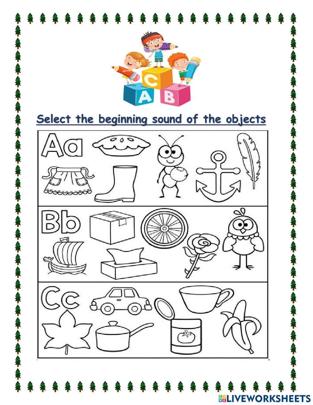 Beginning sound ABC interactive worksheet | Live Worksheets